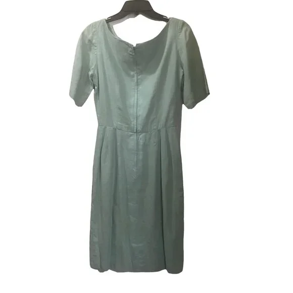 VINTAGE 1950s Josie‎ Shield Mint Green Shantung Fit & Flare Dress Midcentury S - Picture 4 of 15